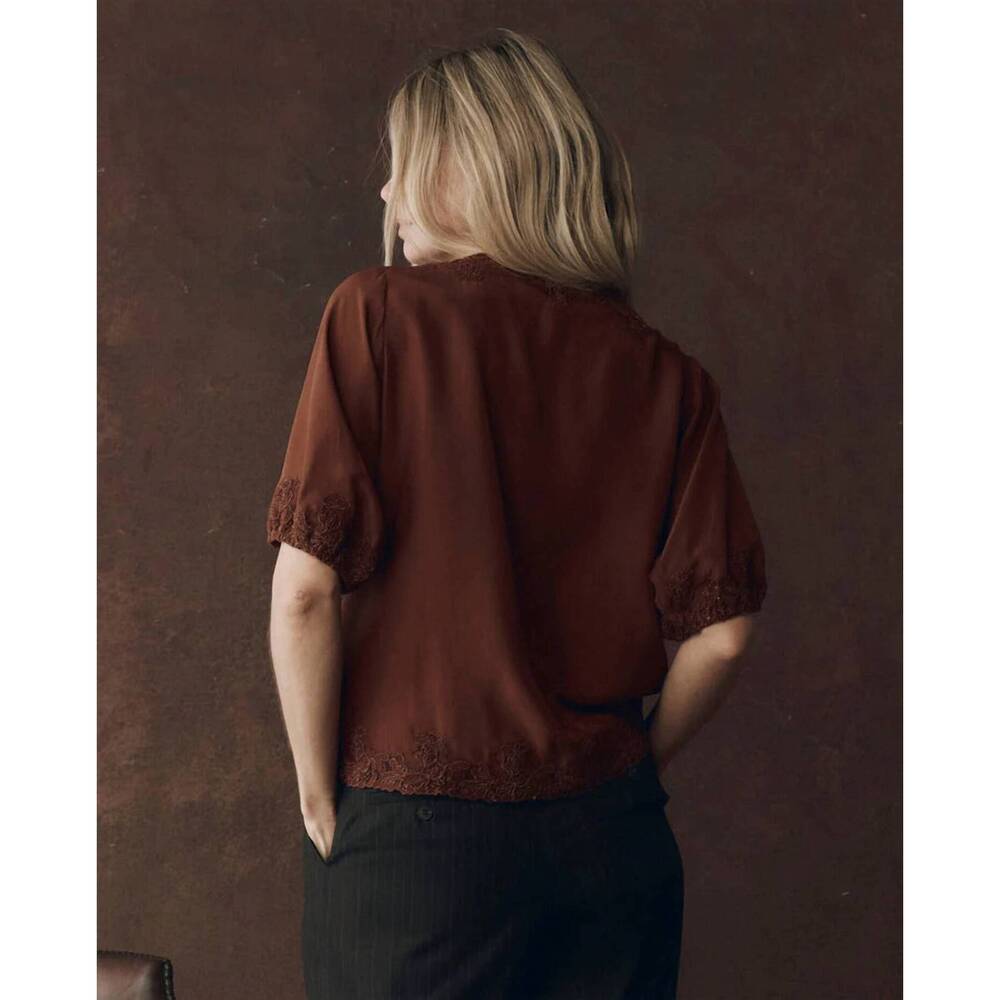 NEW THE GREAT. short sleeve legacy top in chocolate - Picture 3 of 6